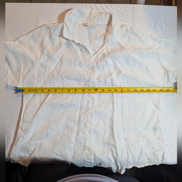 Garnet Hill White Linen Button Down Shirt Size 12 - Picture 5 of 5